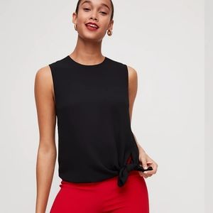 Aritzia Babaton Hopkins Tie-front Sleeveless Blouse in Jade Green